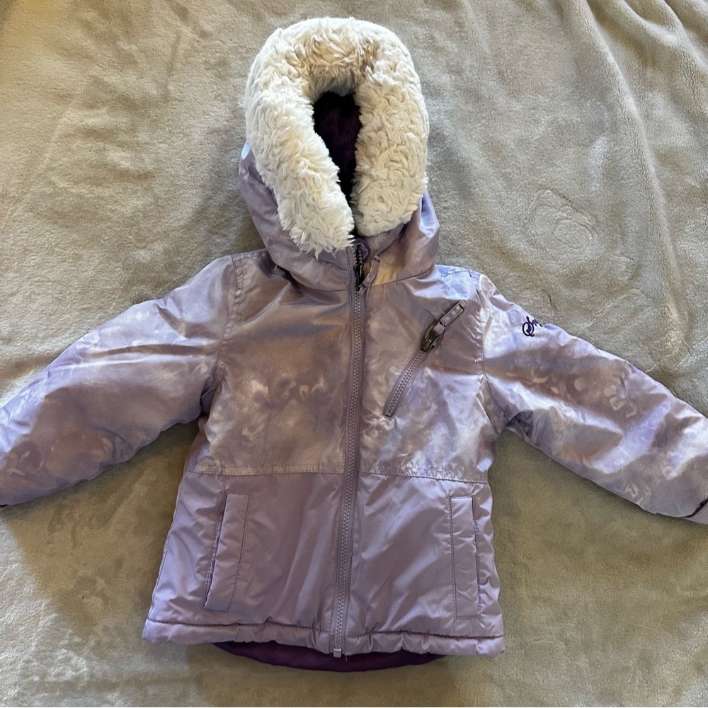 Snozu girls jacket white and  purple hoodie ski coat size 3T
